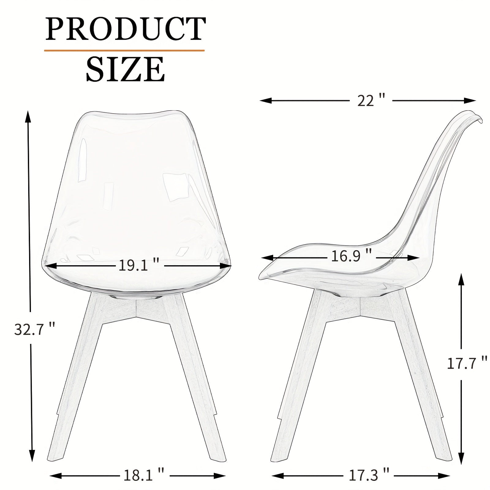 Mojay Dining Chairs Set of 2, Modern Clear Acrylic with Faux Leather Seat Cushions, for Kitchen Dining Room Patio or Restaurant