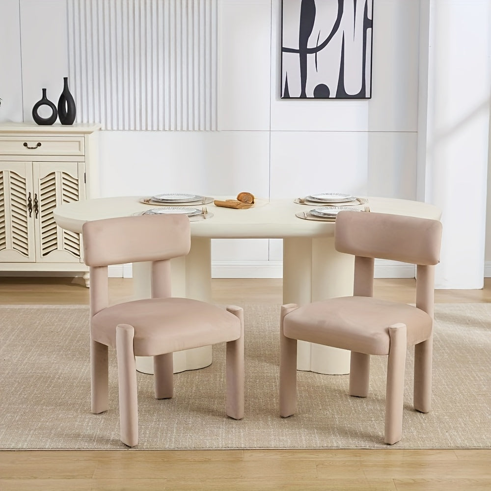 Set of 2 Comfortable Modern Dining Chairs, Armless Upholstered Side Chairs with Back for Dining Room, Living Room, Home Office
