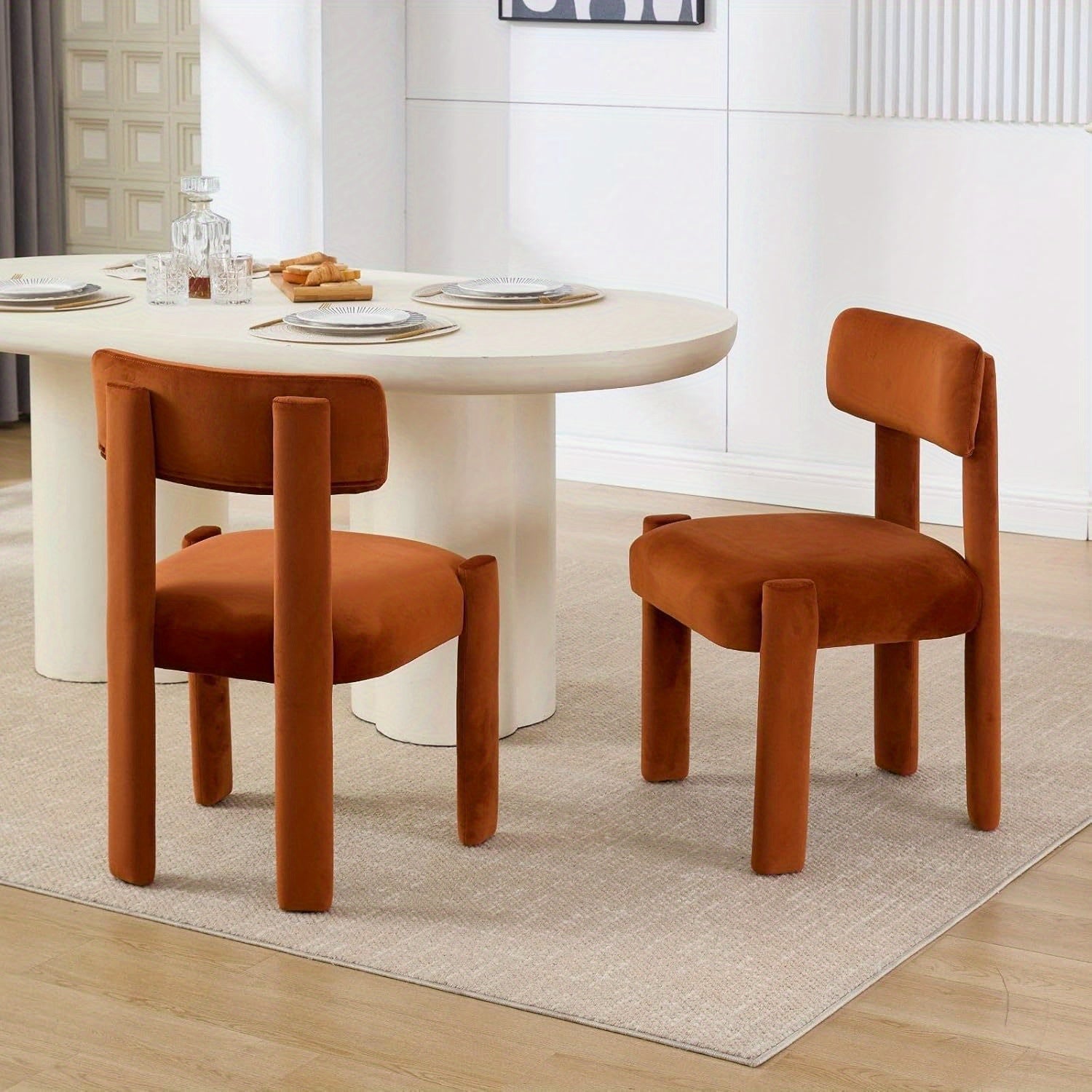 Set of 2 Comfortable Modern Dining Chairs, Armless Upholstered Side Chairs with Back for Dining Room, Living Room, Home Office