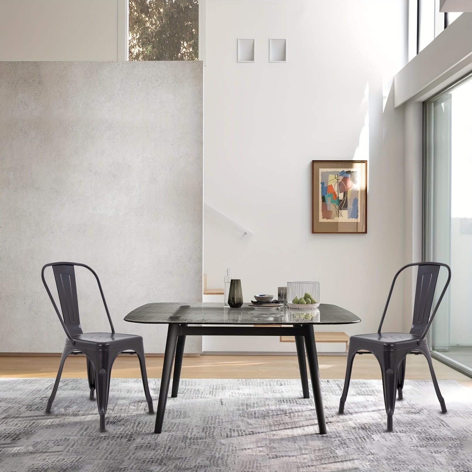 Metal Dining Chairs Set of 4 Indoor And Outdoor Chairs Patio Chairs Kitchen Metal Chairs 18 Inch Seat High Dining Chair Metal Stacking Chair Tolix Side Bar Chair 330LBS Weight