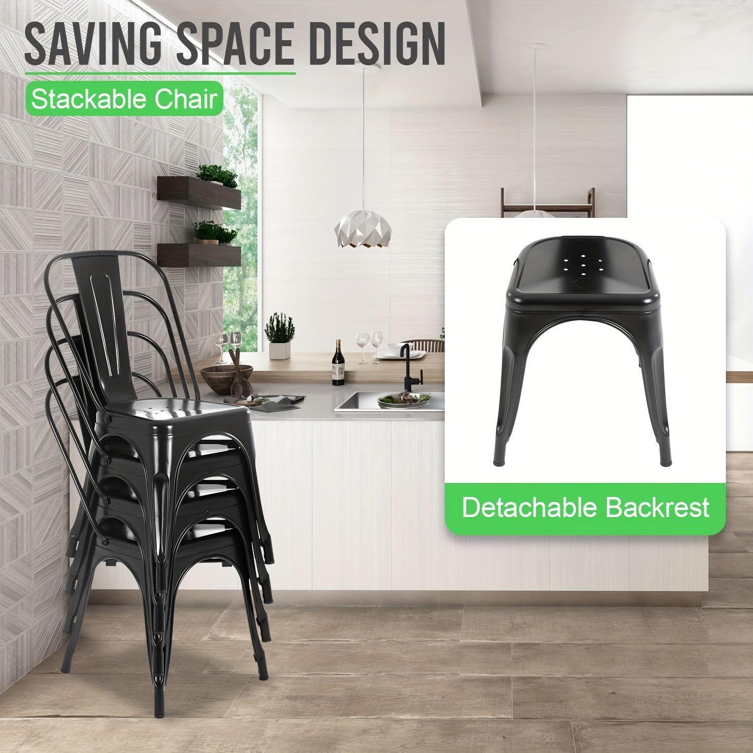 Metal Dining Chairs Set of 4 Indoor And Outdoor Chairs Patio Chairs Kitchen Metal Chairs 18 Inch Seat High Dining Chair Metal Stacking Chair Tolix Side Bar Chair 330LBS Weight