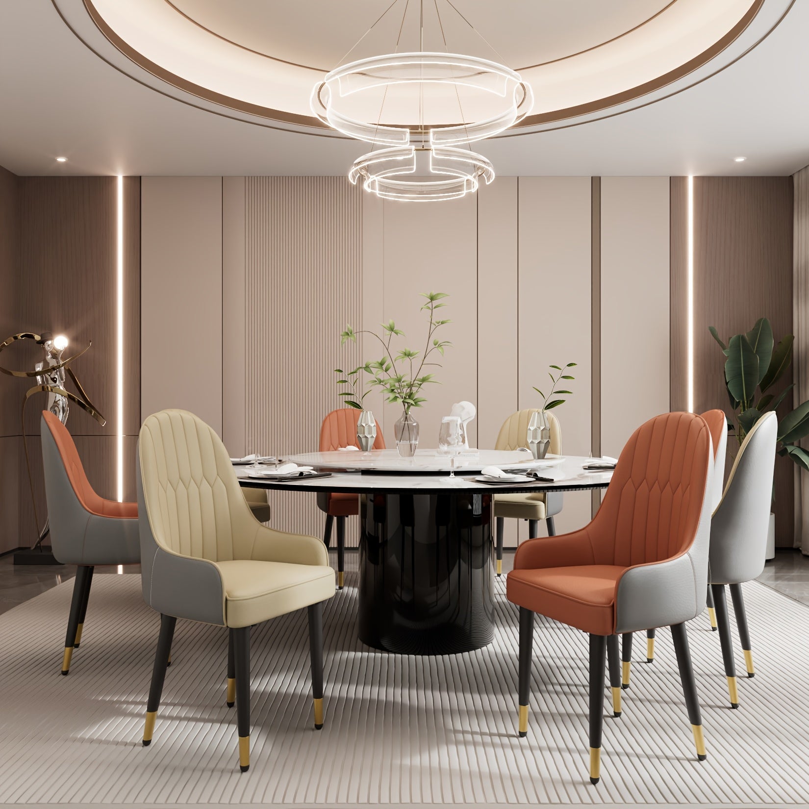 AESOME Leather Dining Chairs Set Of 2: Faux Leather Upholstered Dining Chairs Elegant And Stylish Ergonomics Thick Seat High Back Large Chair for Kitchen, Dining, Living Room