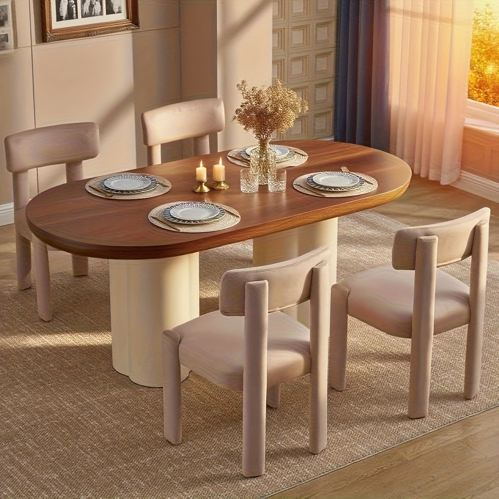 Set of 2 Comfortable Modern Dining Chairs, Armless Upholstered Side Chairs with Back for Dining Room, Living Room, Home Office