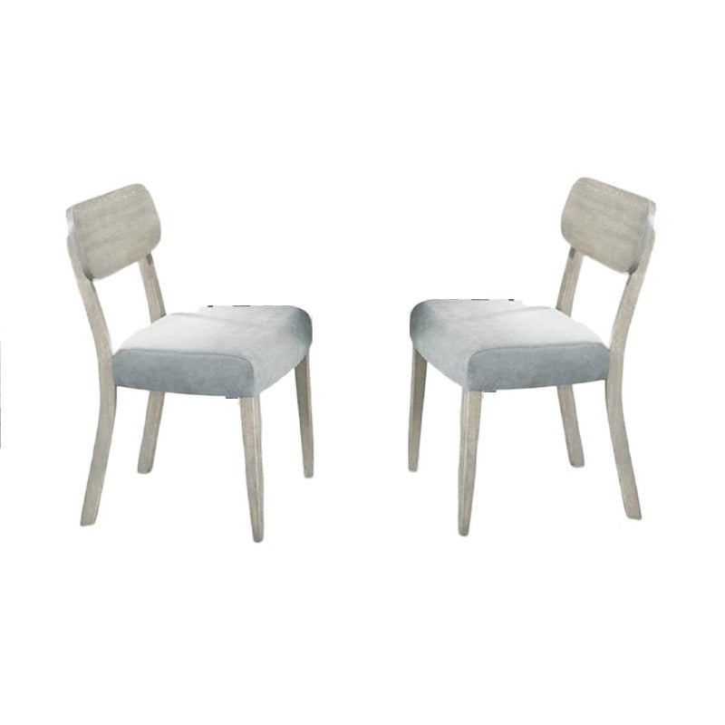 Natural Wood Grain Color Set of 2pcs Dining Chairs Solid Rubber Wood Dining Room Furniture Fabric Cushion Seat