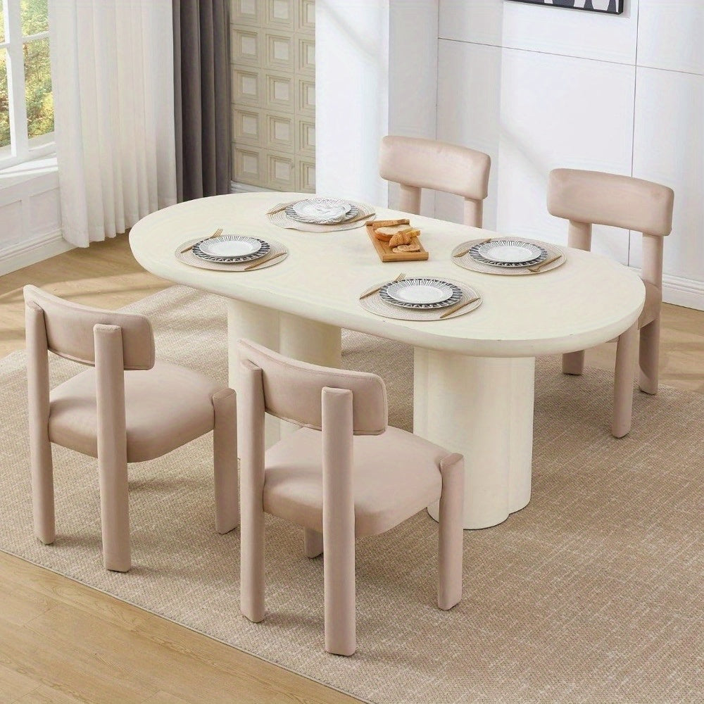 Set of 2 Comfortable Modern Dining Chairs, Armless Upholstered Side Chairs with Back for Dining Room, Living Room, Home Office