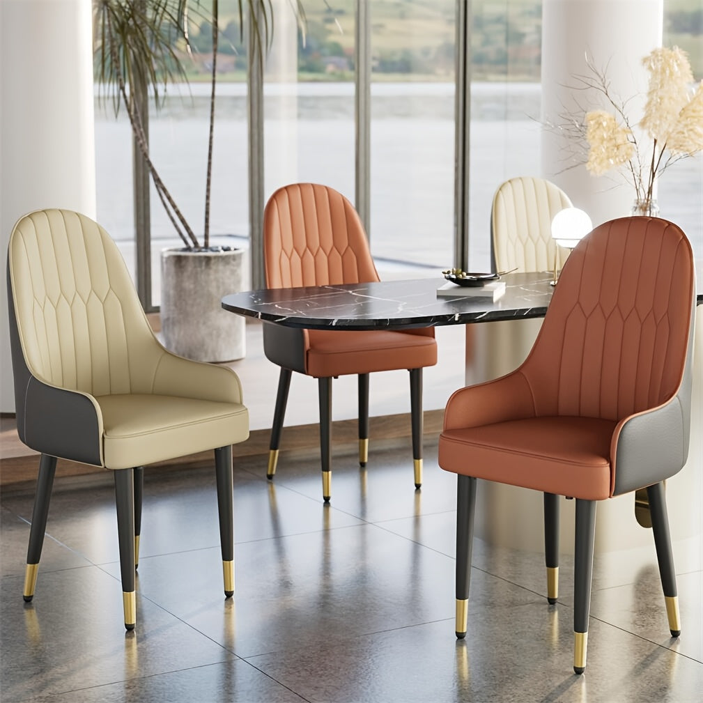 AESOME Leather Dining Chairs Set Of 2: Faux Leather Upholstered Dining Chairs Elegant And Stylish Ergonomics Thick Seat High Back Large Chair for Kitchen, Dining, Living Room