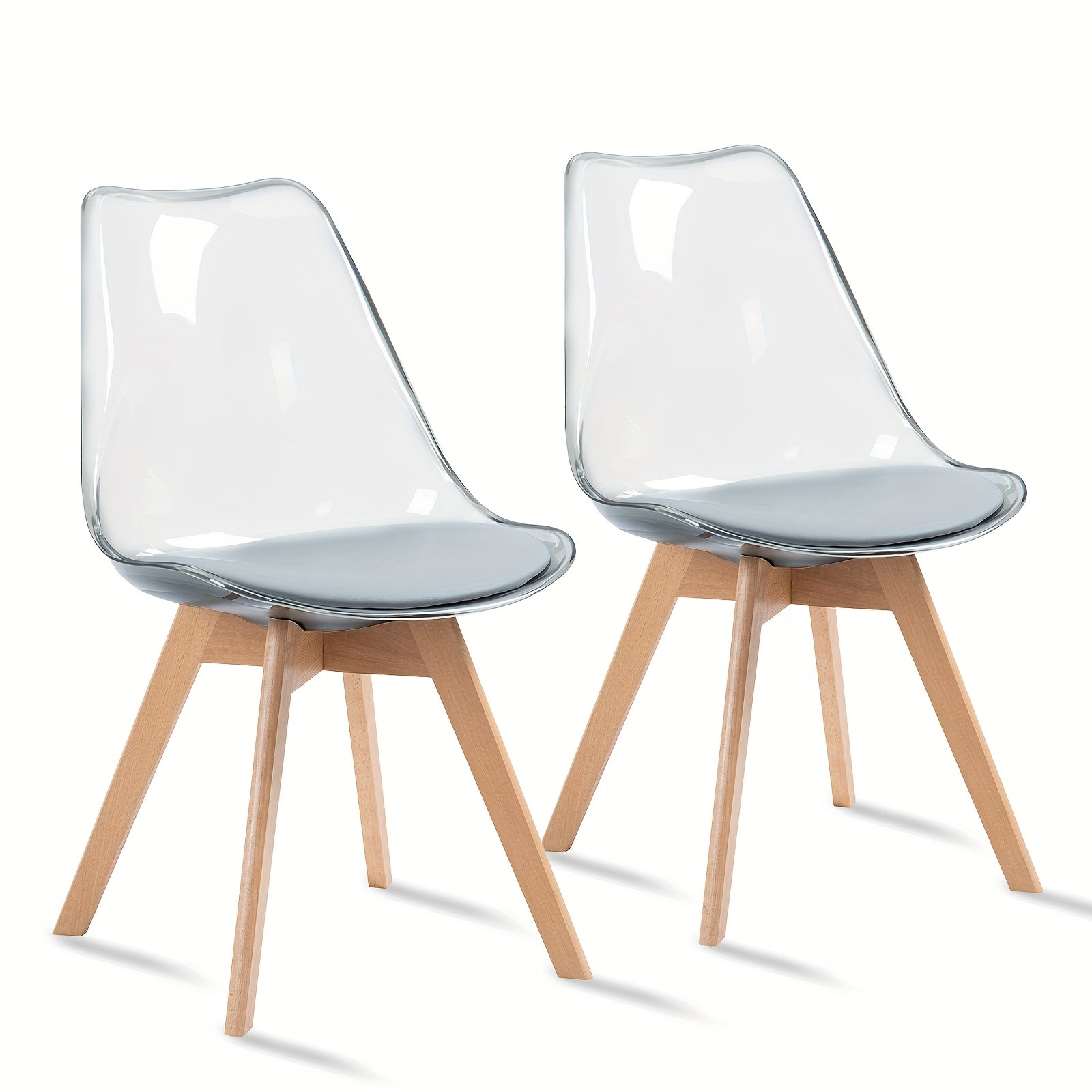 Mojay Dining Chairs Set of 2, Modern Clear Acrylic with Faux Leather Seat Cushions, for Kitchen Dining Room Patio or Restaurant