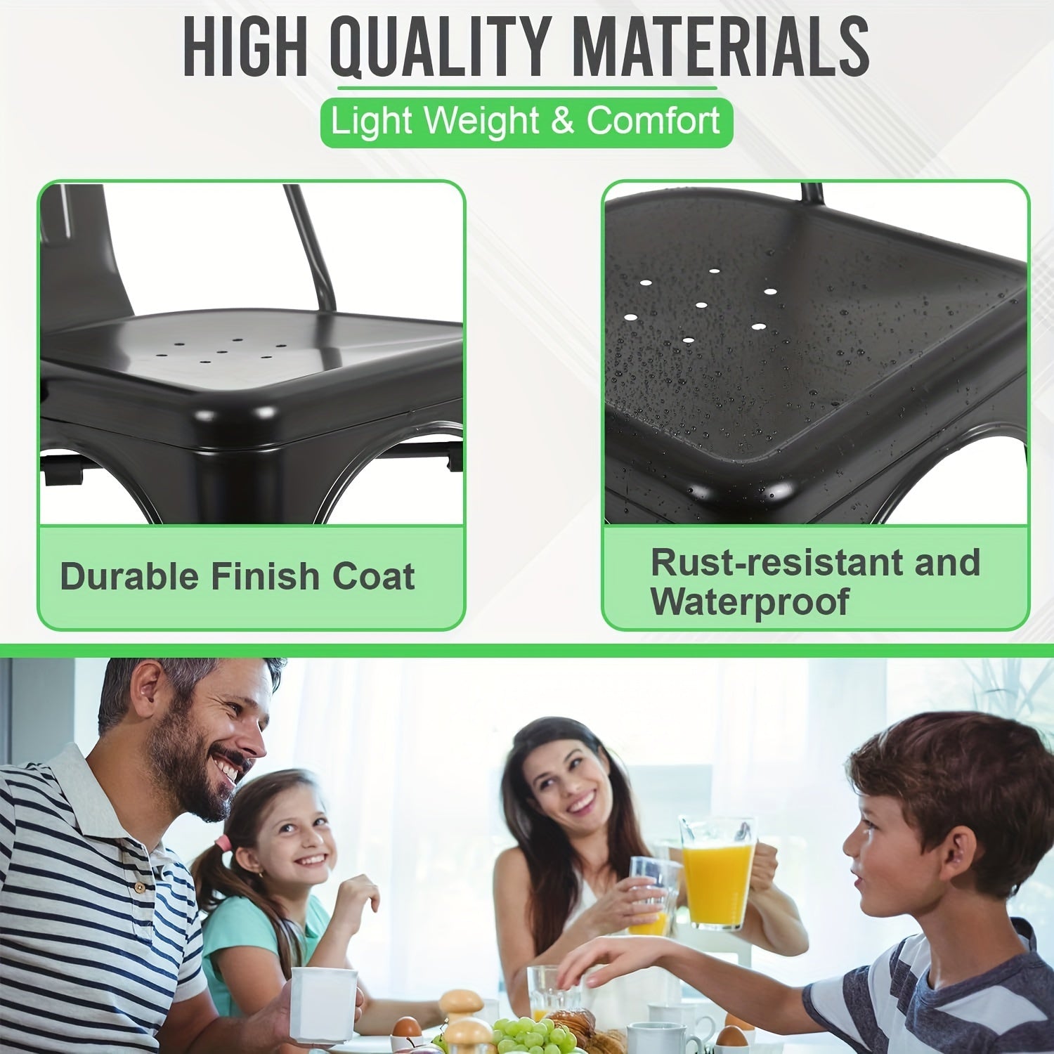 Metal Dining Chairs Set of 4 Indoor And Outdoor Chairs Patio Chairs Kitchen Metal Chairs 18 Inch Seat High Dining Chair Metal Stacking Chair Tolix Side Bar Chair 330LBS Weight